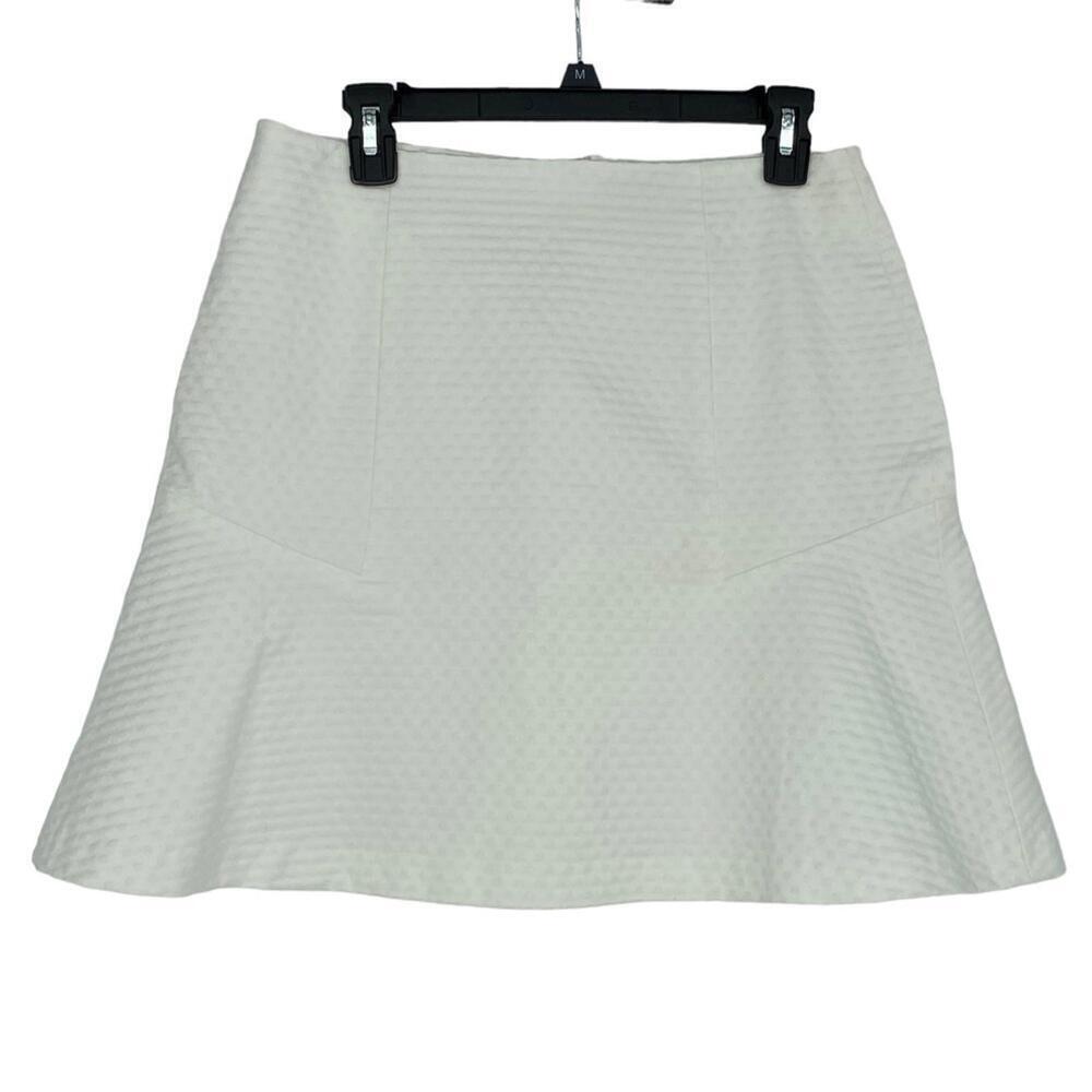 Ann Taylor white raised dot A-line flared bottom skirt, 8